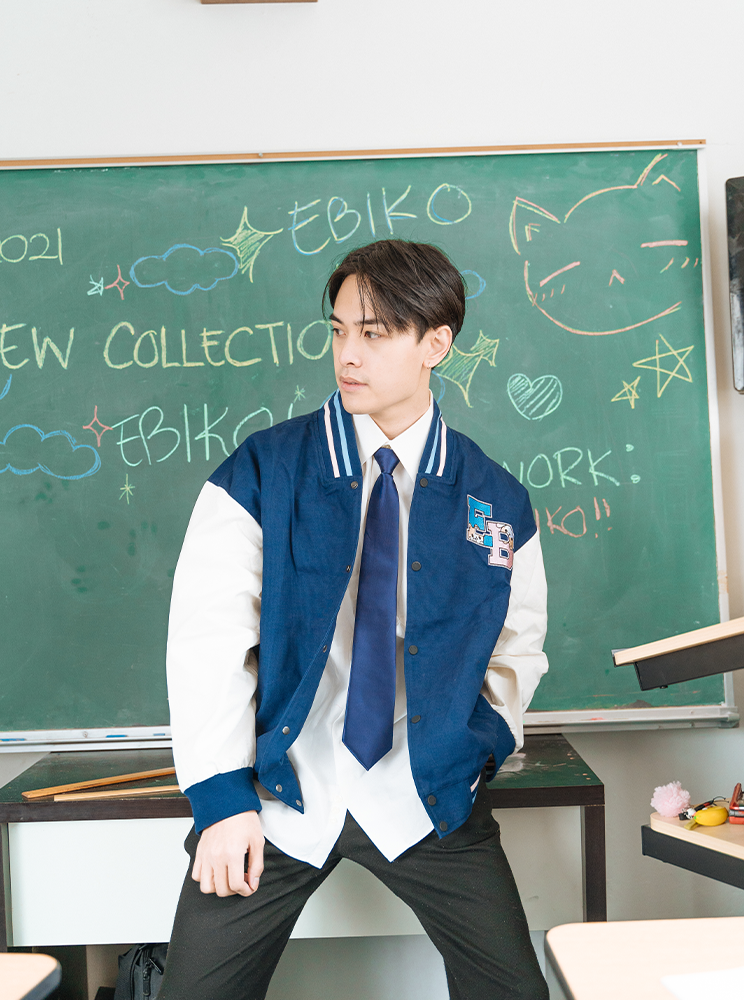 EBIKO HIGH! Navy Varsity Jacket – Ebiko EBIKO HIGH! Navy Varsity Jacket – Ebiko